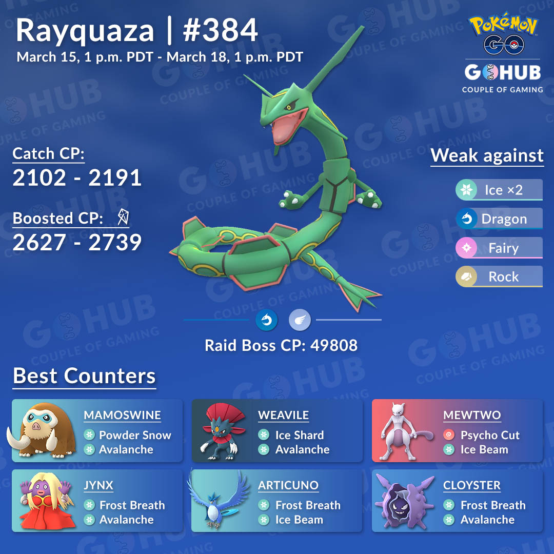 Pokémon Go Rayquaza best moveset, raid counters, and weaknesses guide -  Polygon